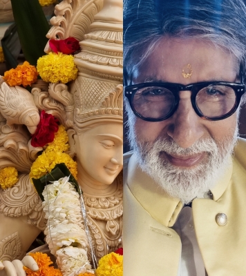 परिवार संग सरस्वती पूजा करते दिखे महानायक