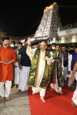 अमित शाह ने तिरुमाला मंदिर में की पूजा-अर्चना